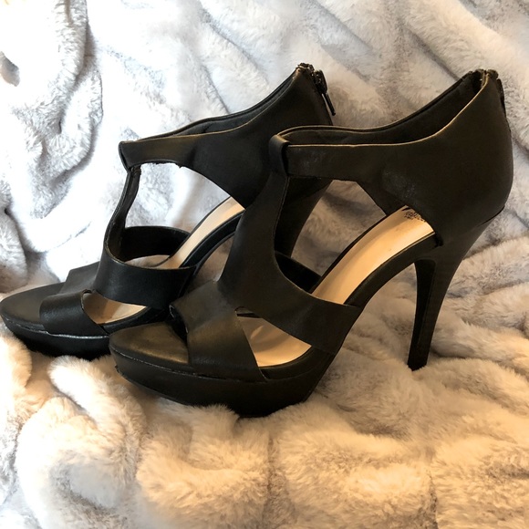Black Leather Heels by Fergalicious by Fergie. Size 7.